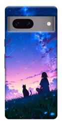 Чехол itsPrint Space girl and cat для Google Pixel 7
