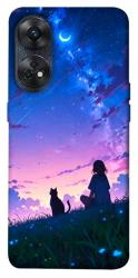 Чехол itsPrint Space girl and cat для Oppo Reno 8 T 4G