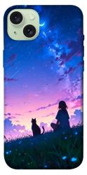 Чехол itsPrint Space girl and cat для Apple iPhone 15 Plus (6.7")