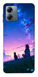 Чехол itsPrint Space girl and cat для Motorola Moto G14