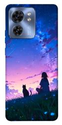 Чехол itsPrint Space girl and cat для Motorola Edge 40