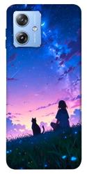 Чехол itsPrint Space girl and cat для Motorola Moto G84