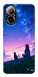 Чехол itsPrint Space girl and cat для Realme C67 4G