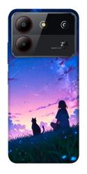 Чехол itsPrint Space girl and cat для ZTE Blade A54 4G