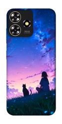 Чехол itsPrint Space girl and cat для ZTE Blade A73 4G