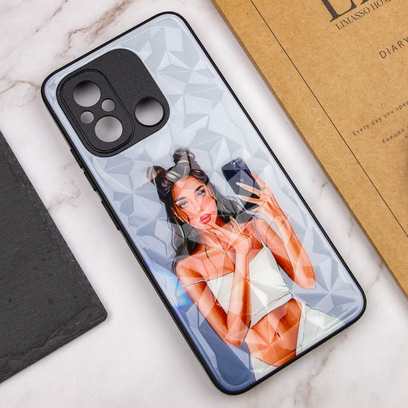 TPU+PC чехол Prisma Ladies для Xiaomi Redmi 12C с креативным принтом на картинке №4