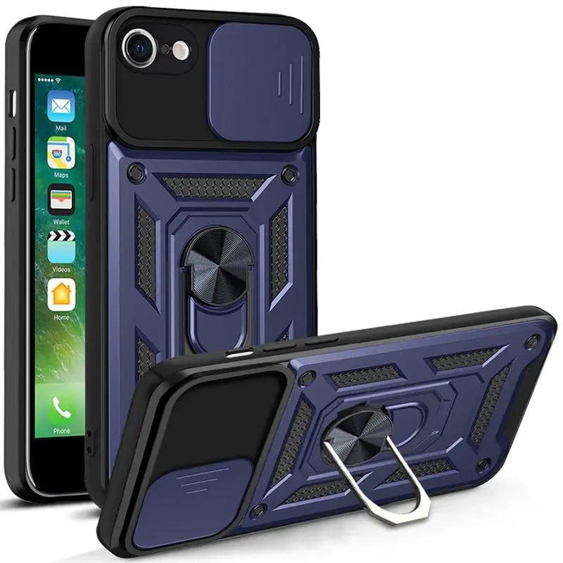 Чехол Ummi Camshield Serge Ring для Apple iPhone 7 / 8 / SE (2020) (4.7"), Синий / Navy, TPU+PC, купить оптом с доставкой