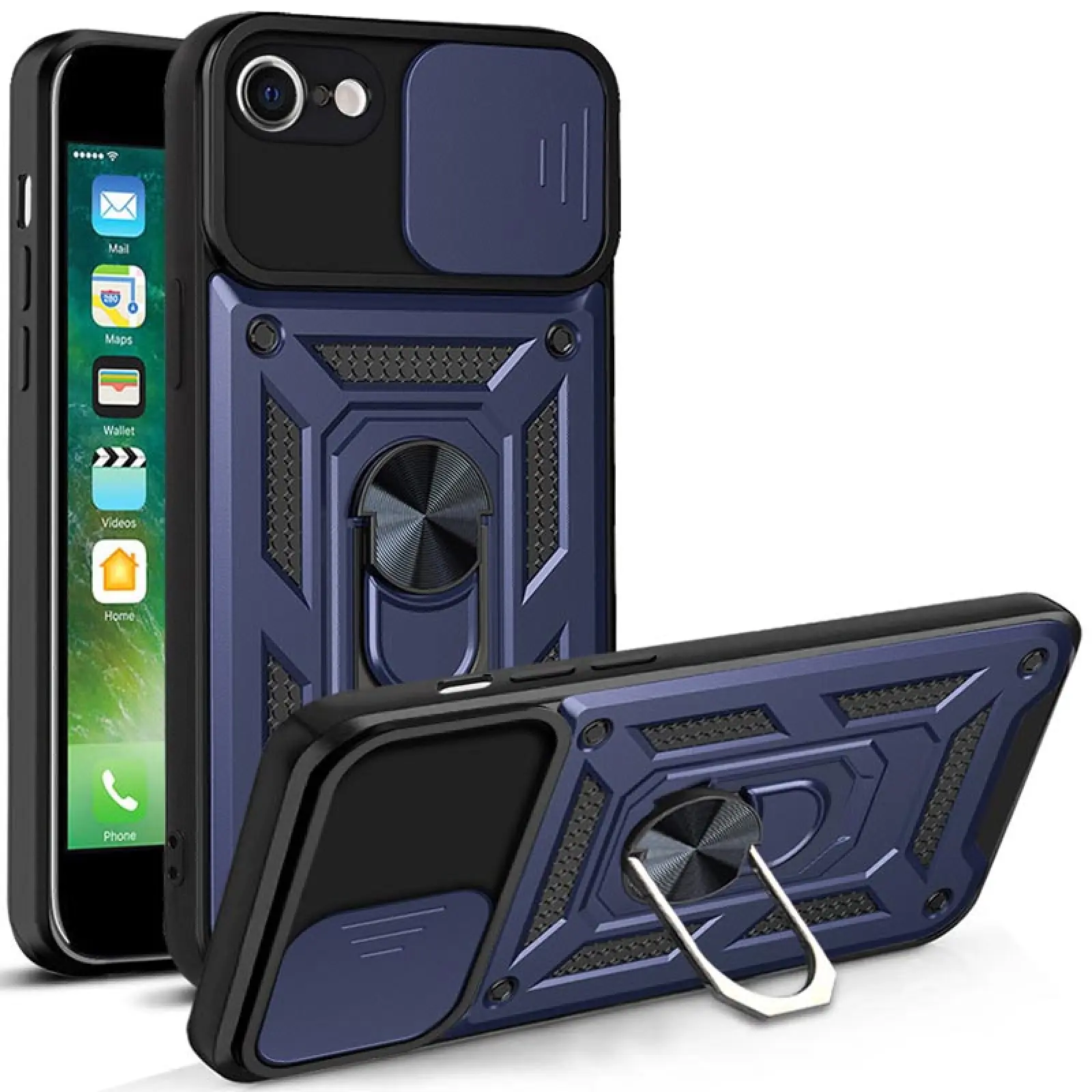 Чехол Ummi Camshield Serge Ring для Apple iPhone 7 / 8 / SE (2020) (4.7"), Синий / Navy, TPU+PC, купить оптом с доставкой