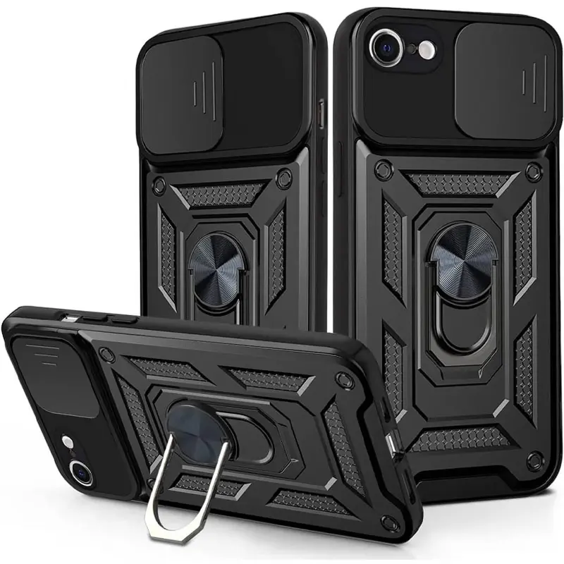 Чехол Ummi Camshield Serge Ring для Apple iPhone 7 / 8 / SE (2020) (4.7"), Черный / Black, TPU+PC, купить оптом с доставкой