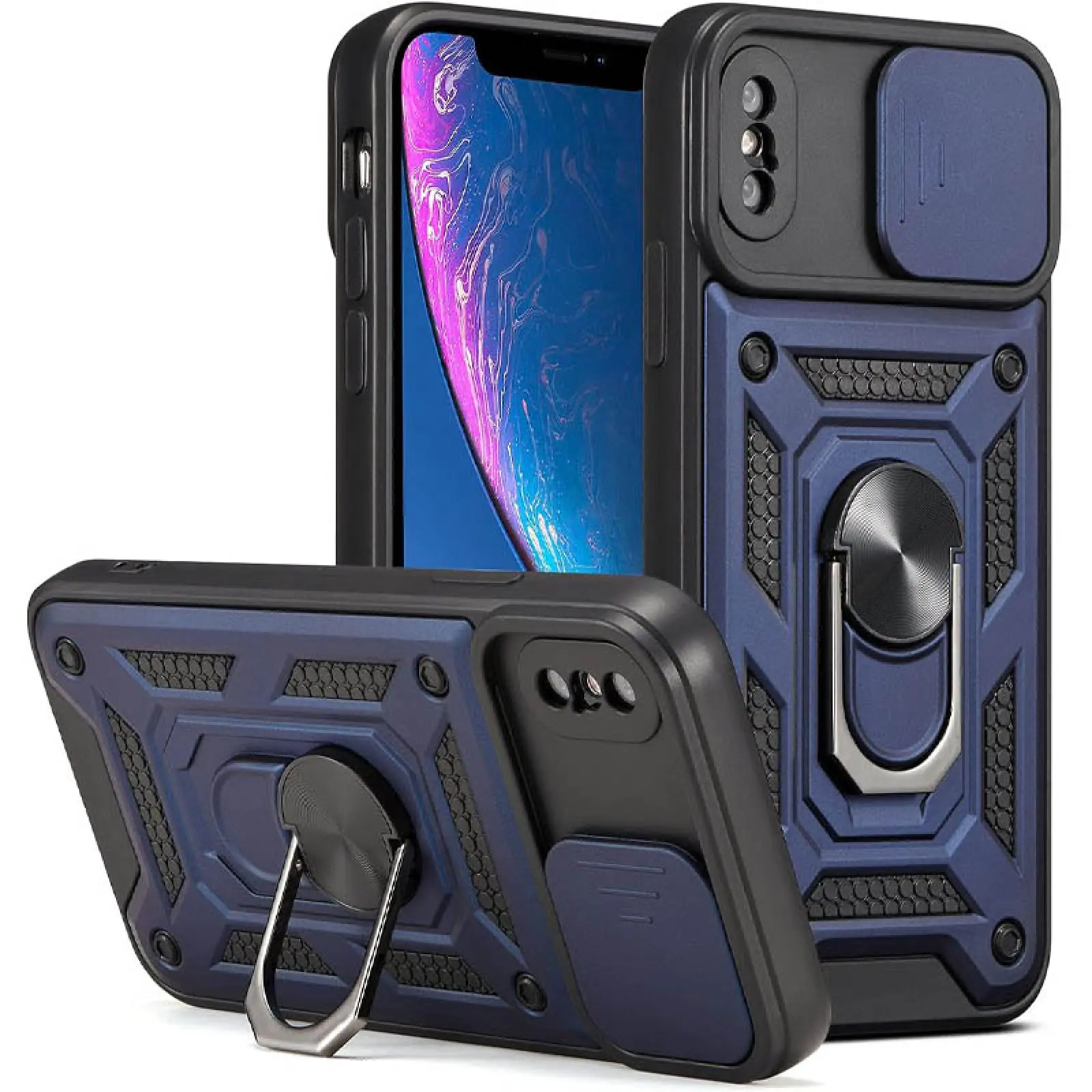 Чехол Ummi Camshield Serge Ring для Apple iPhone XS Max (6.5"), Синий / Navy, TPU+PC, купить оптом с доставкой