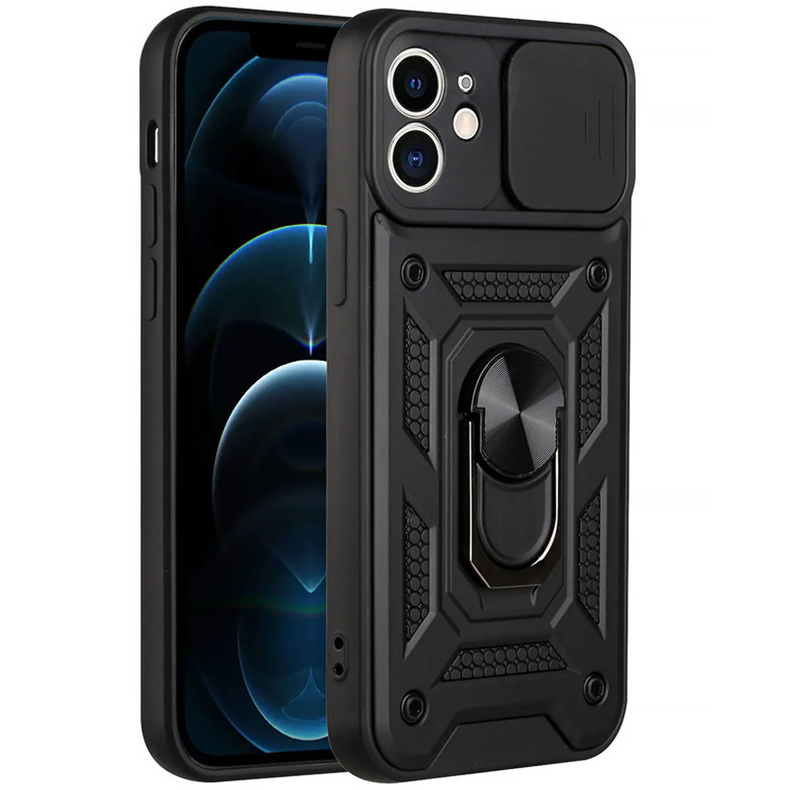 Чехол Ummi Camshield Serge Ring для Apple iPhone 11 (6.1"), Черный, TPU+PC, купить оптом с доставкой