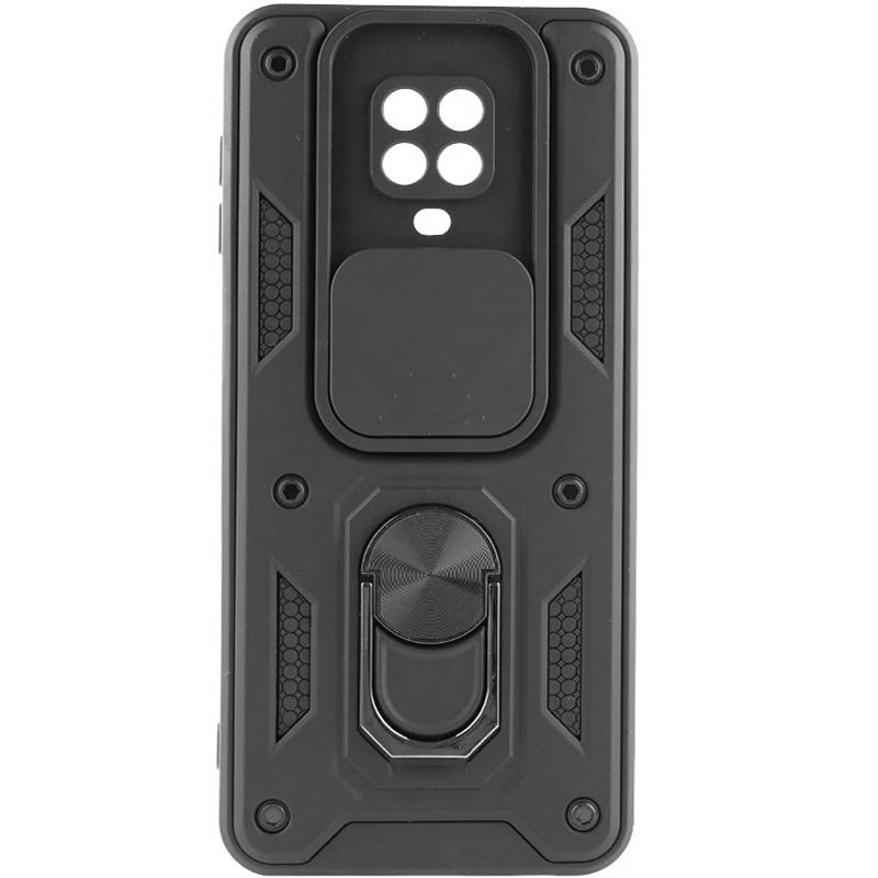 Противоударный чехол Ummi Camshield Serge Ring для Xiaomi Redmi Note 9s / Note 9 Pro / Note 9 Pro Max | Бронированый с кольцом-подставкой на картинке №1