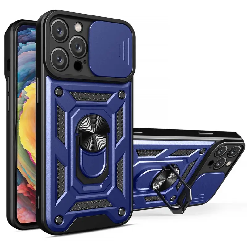 Чехол Ummi Camshield Serge Ring для Apple iPhone 12 Pro / 12 (6.1"), Синий / Navy, TPU+PC, купить оптом с доставкой