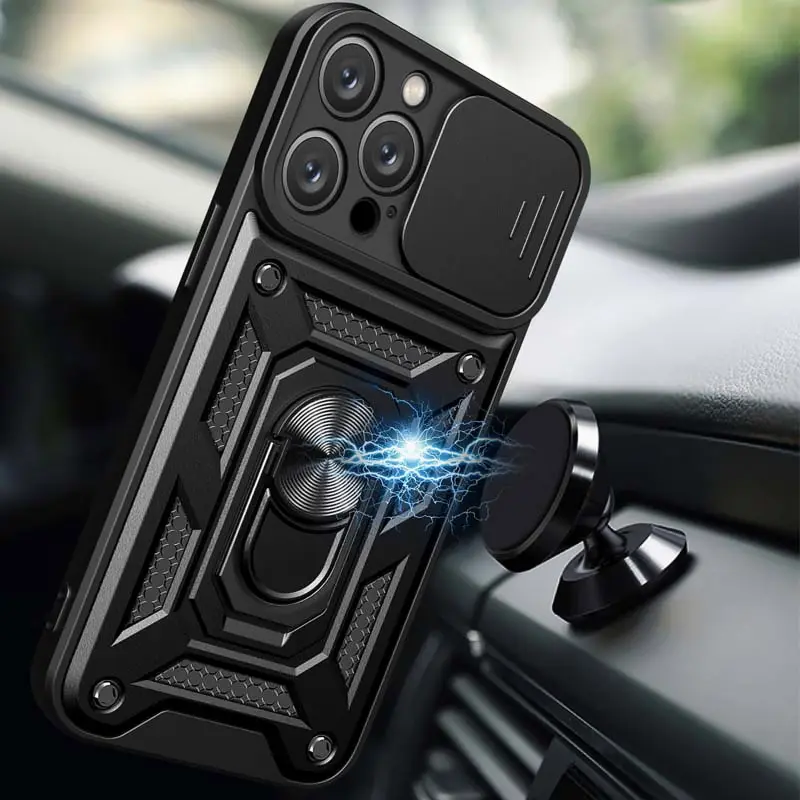 Чехол Ummi Camshield Serge Ring для Apple iPhone 12 Pro / 12 (6.1"), Черный / Black 1, TPU+PC, купить оптом с доставкой