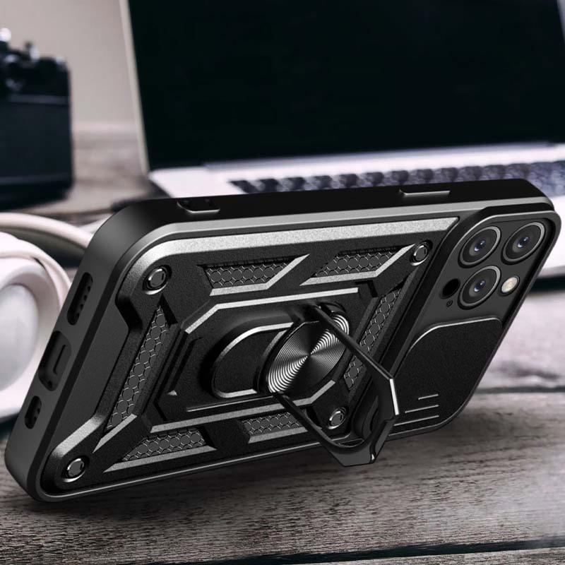 Противоударный чехол Ummi Camshield Serge Ring для Apple iPhone 12 Pro (6.1) | Бронированый с кольцом-подставкой на картинке №3