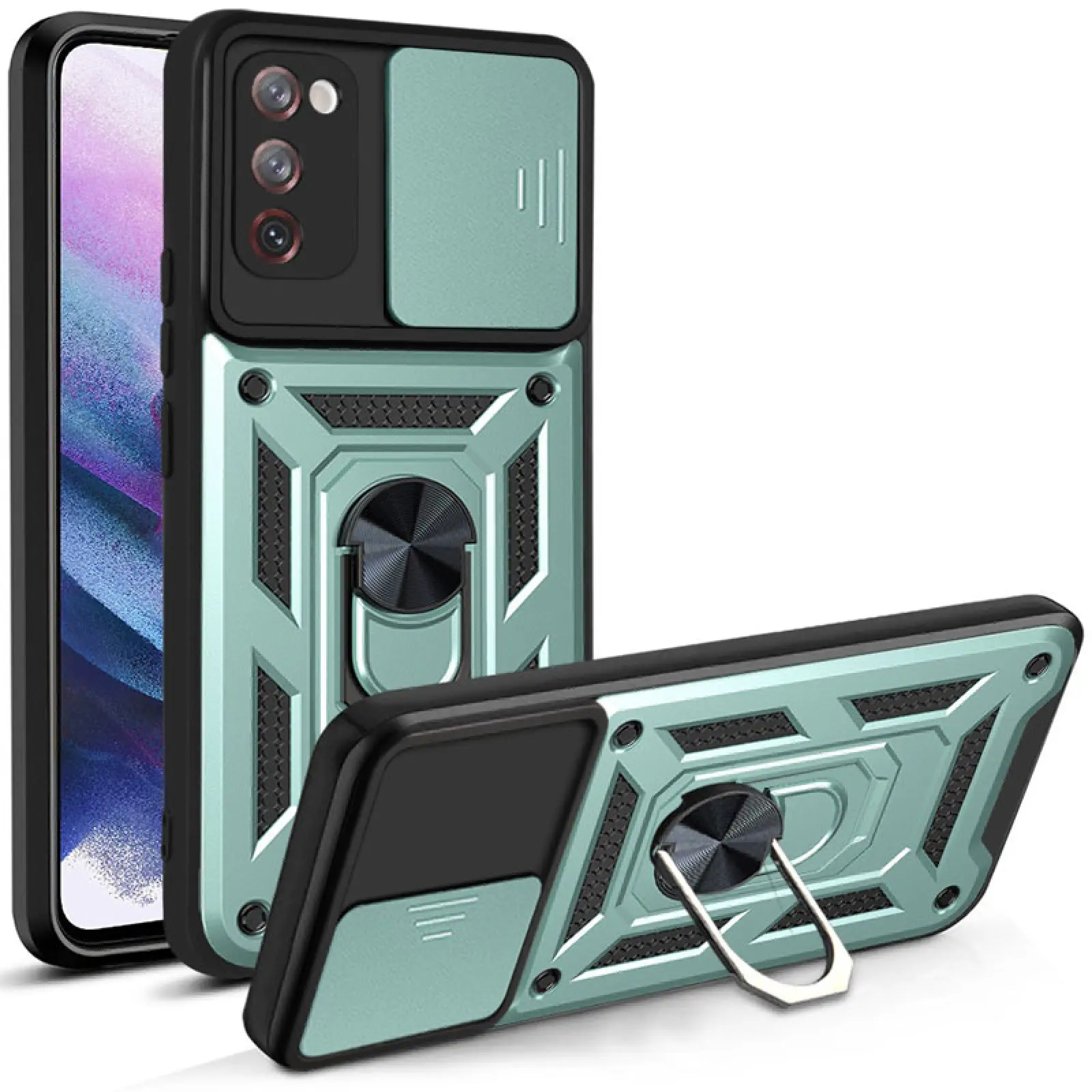 Чехол Ummi Camshield Serge Ring для Samsung Galaxy S20 FE, Зеленый / Green, TPU+PC, купить оптом с доставкой