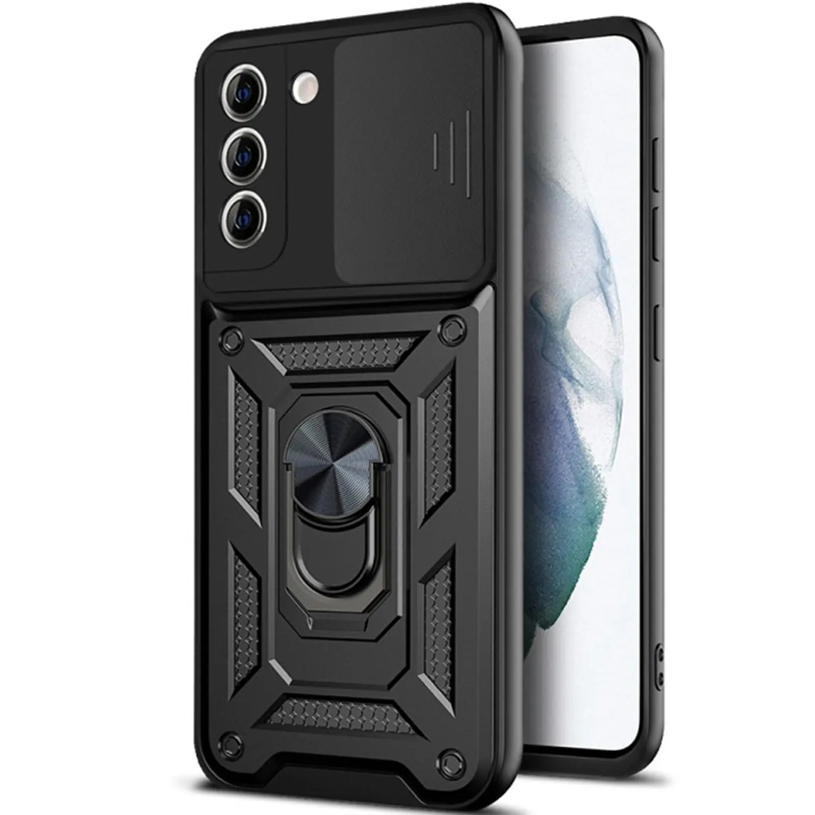 Чехол Ummi Camshield Serge Ring для Samsung Galaxy S21, Черный / Black, TPU+PC, купить оптом с доставкой