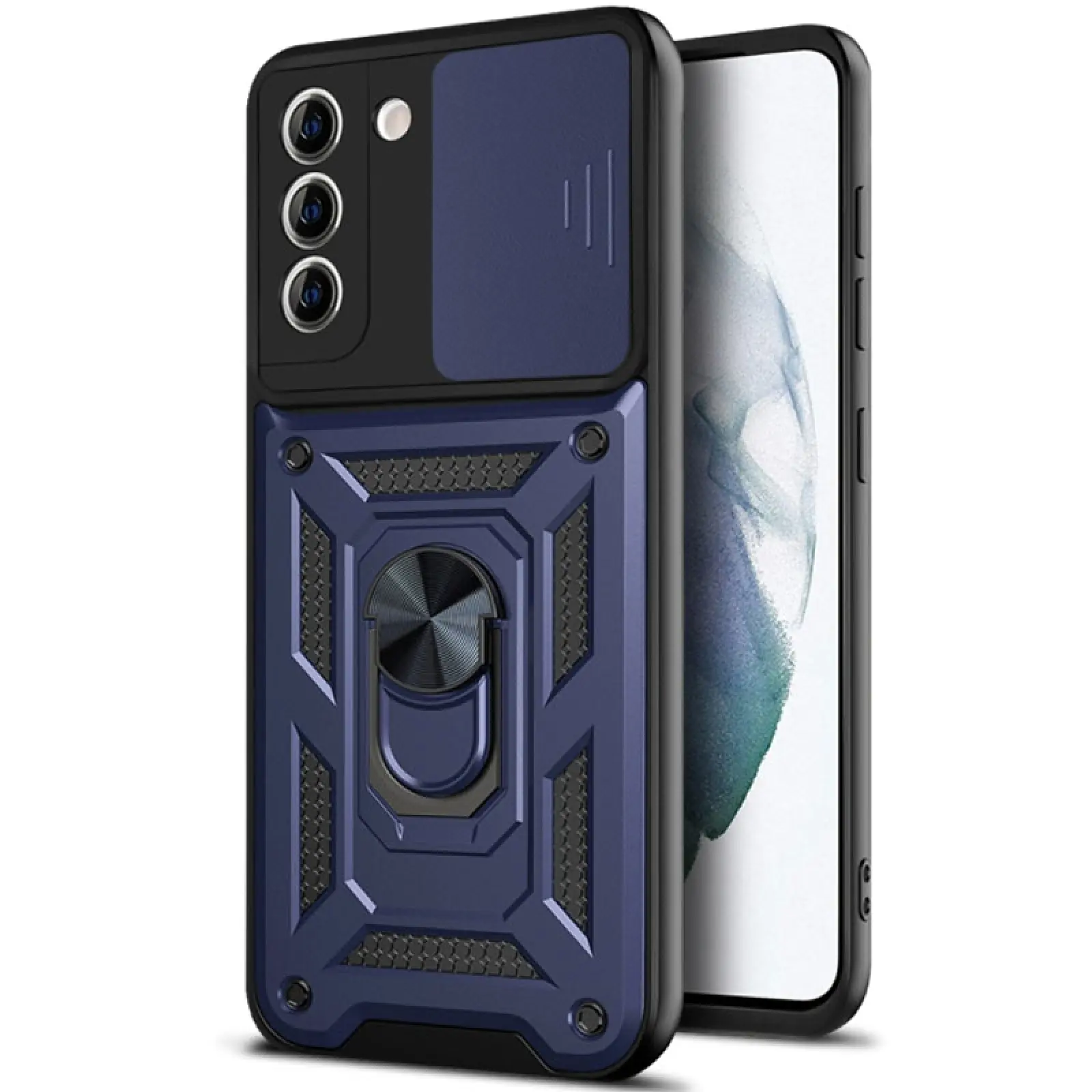 Чехол Ummi Camshield Serge Ring для Samsung Galaxy S21+, Синий, TPU+PC, купить оптом с доставкой