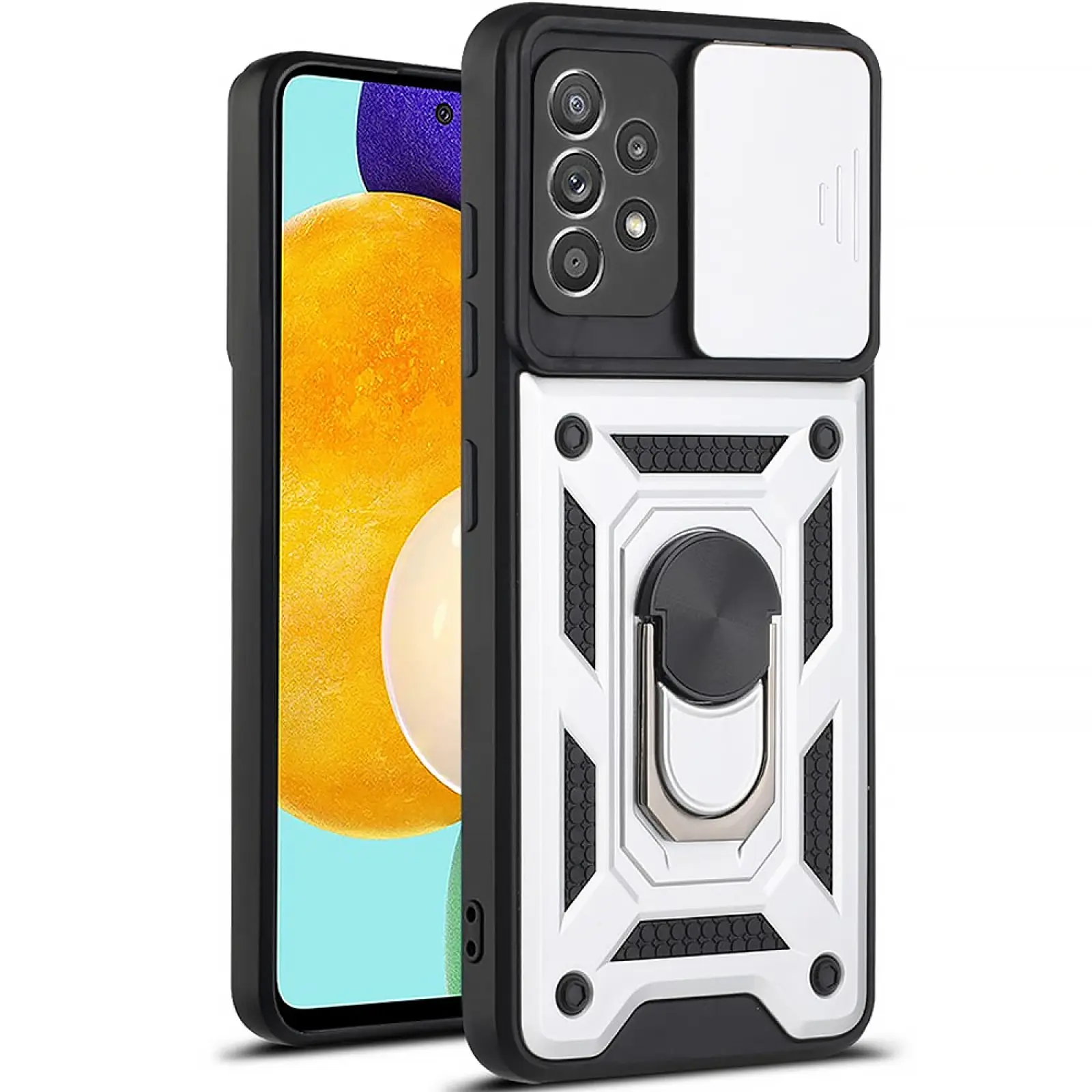 Чехол Ummi Camshield Serge Ring для Samsung Galaxy A72 4G / A72 5G, Серебряный 2, TPU+PC, купить оптом с доставкой