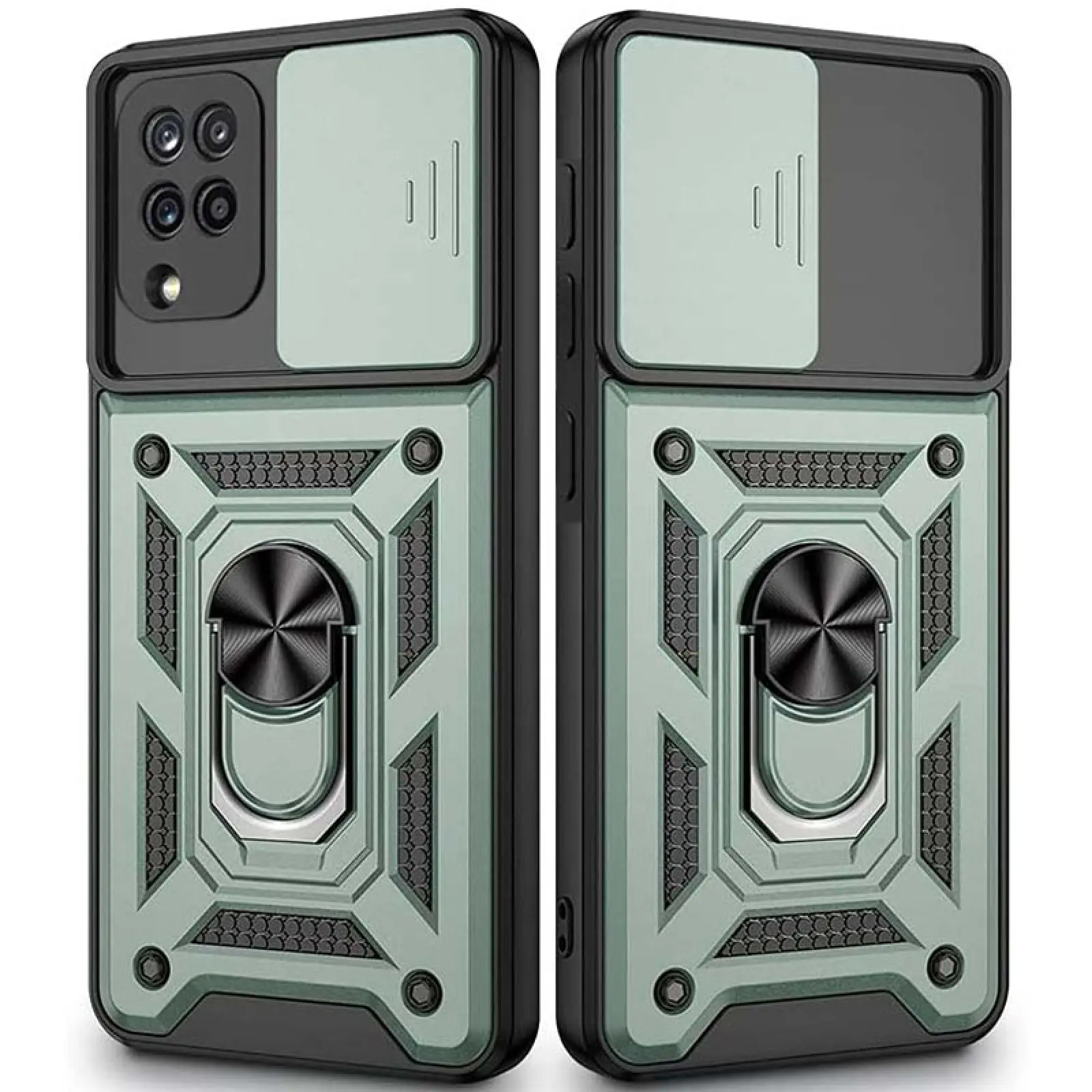 Чехол Ummi Camshield Serge Ring для Samsung Galaxy A22 4G / M32, Зеленый / Green, TPU+PC, купить оптом с доставкой