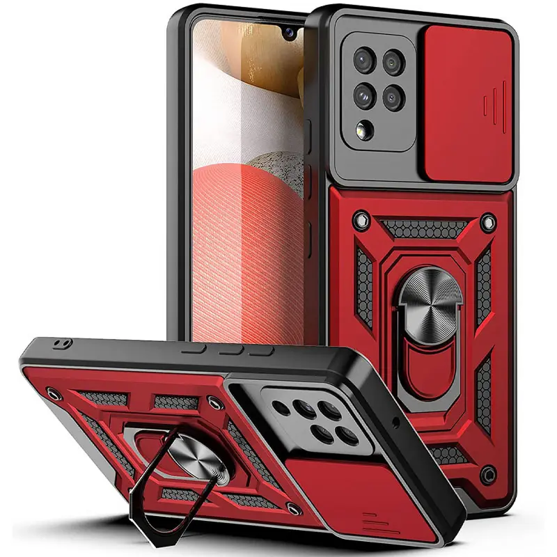 Чехол Ummi Camshield Serge Ring для Samsung Galaxy A22 4G / M32, Красный / Red, TPU+PC, купить оптом с доставкой
