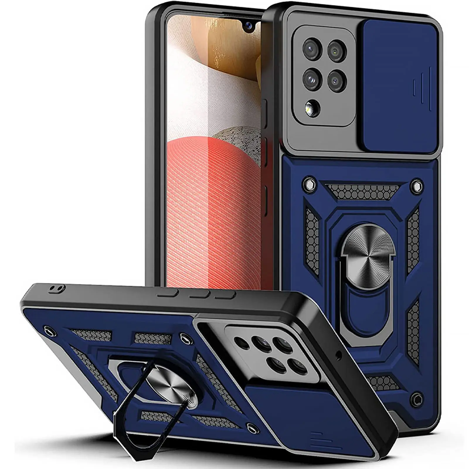 Чехол Ummi Camshield Serge Ring для Samsung Galaxy A22 4G / M32, Синий / Navy, TPU+PC, купить оптом с доставкой