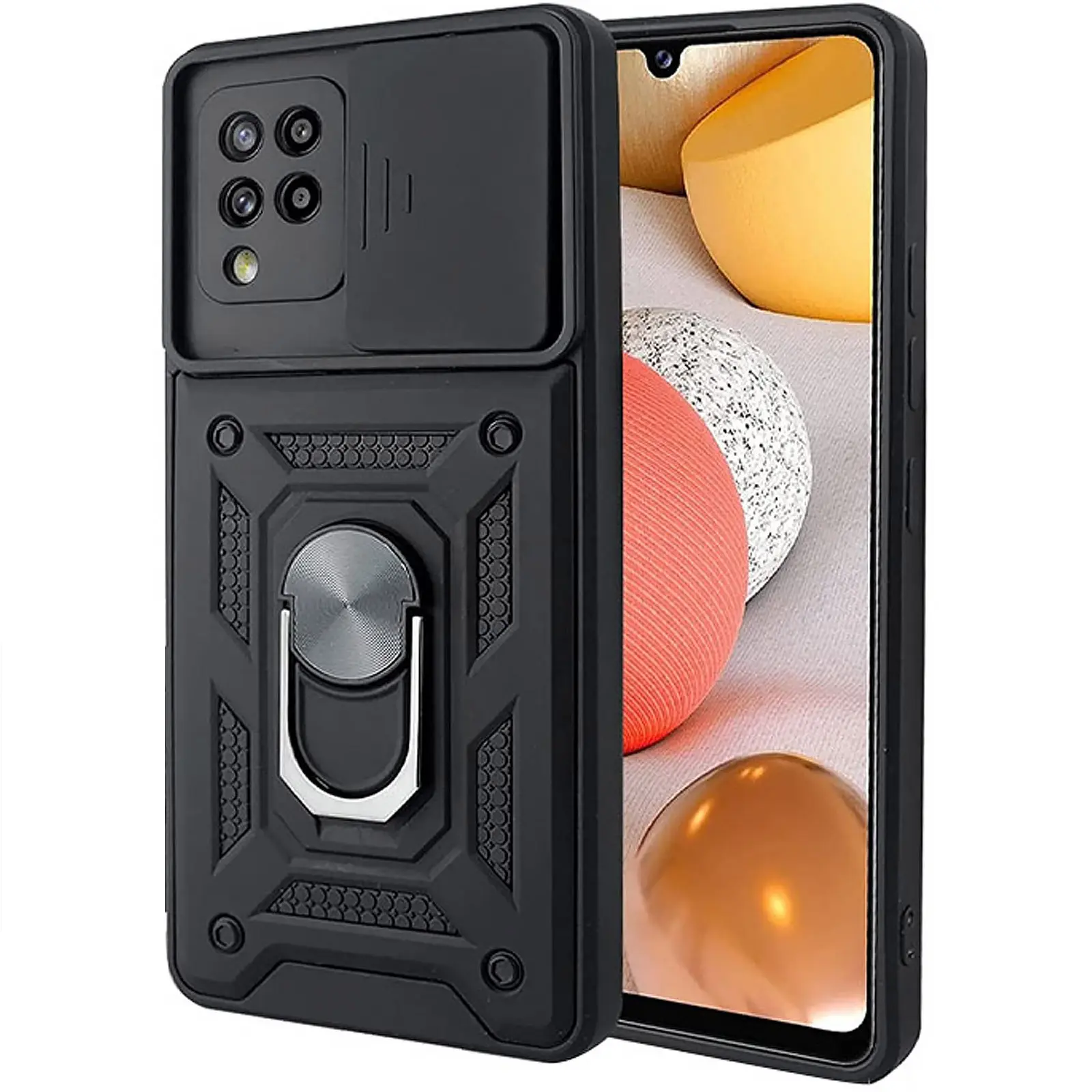 Чехол Ummi Camshield Serge Ring для Samsung Galaxy A22 4G / M32, Черный / Black, TPU+PC, купить оптом с доставкой