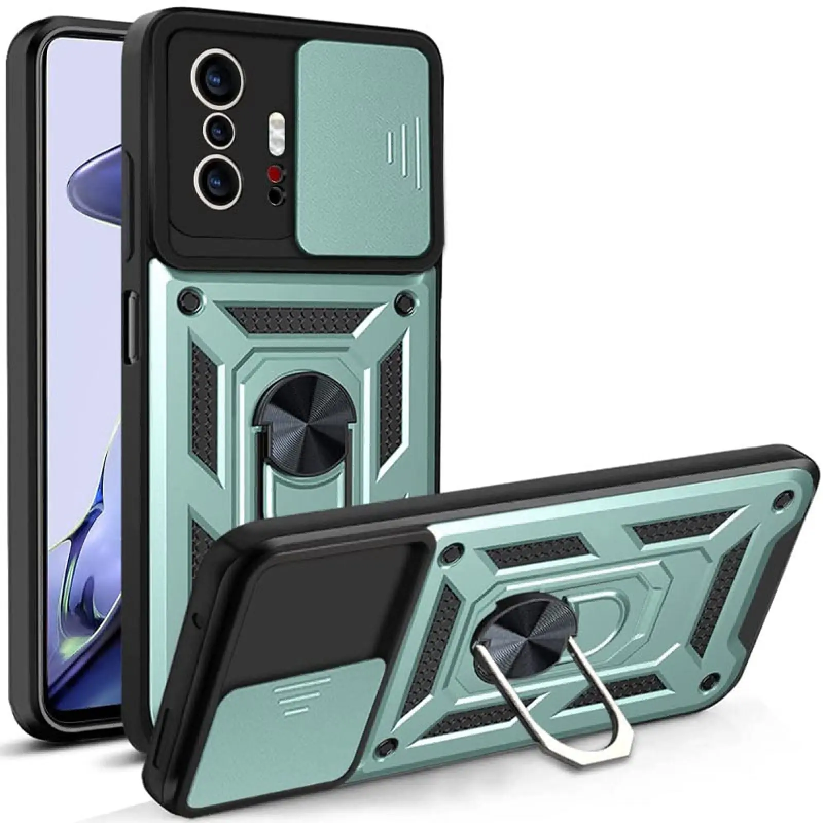 Чехол Ummi Camshield Serge Ring для Xiaomi 11T / 11T Pro, Зеленый, TPU+PC, купить оптом с доставкой