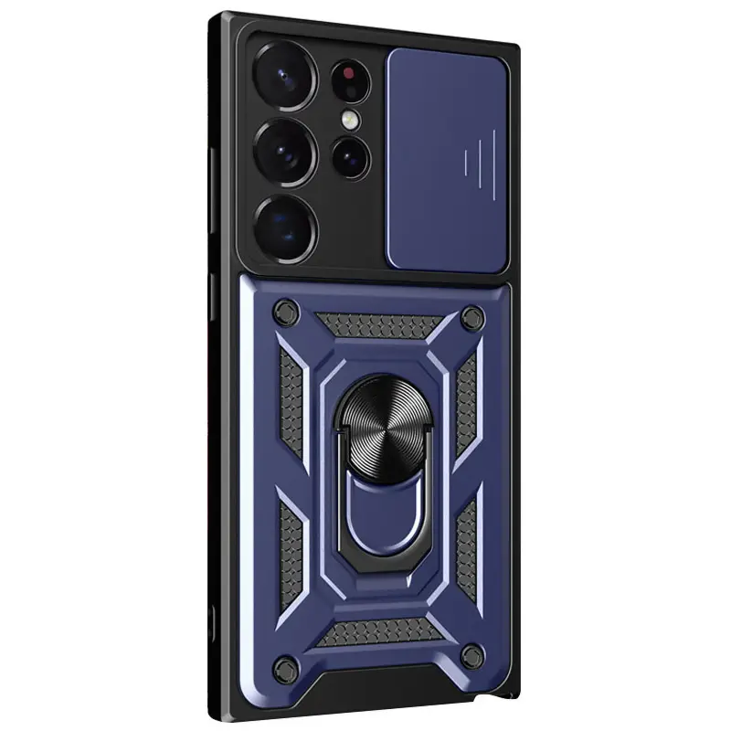 Чехол Ummi Camshield Serge Ring для Samsung Galaxy S22 Ultra, Синий / Navy, TPU+PC, купить оптом с доставкой