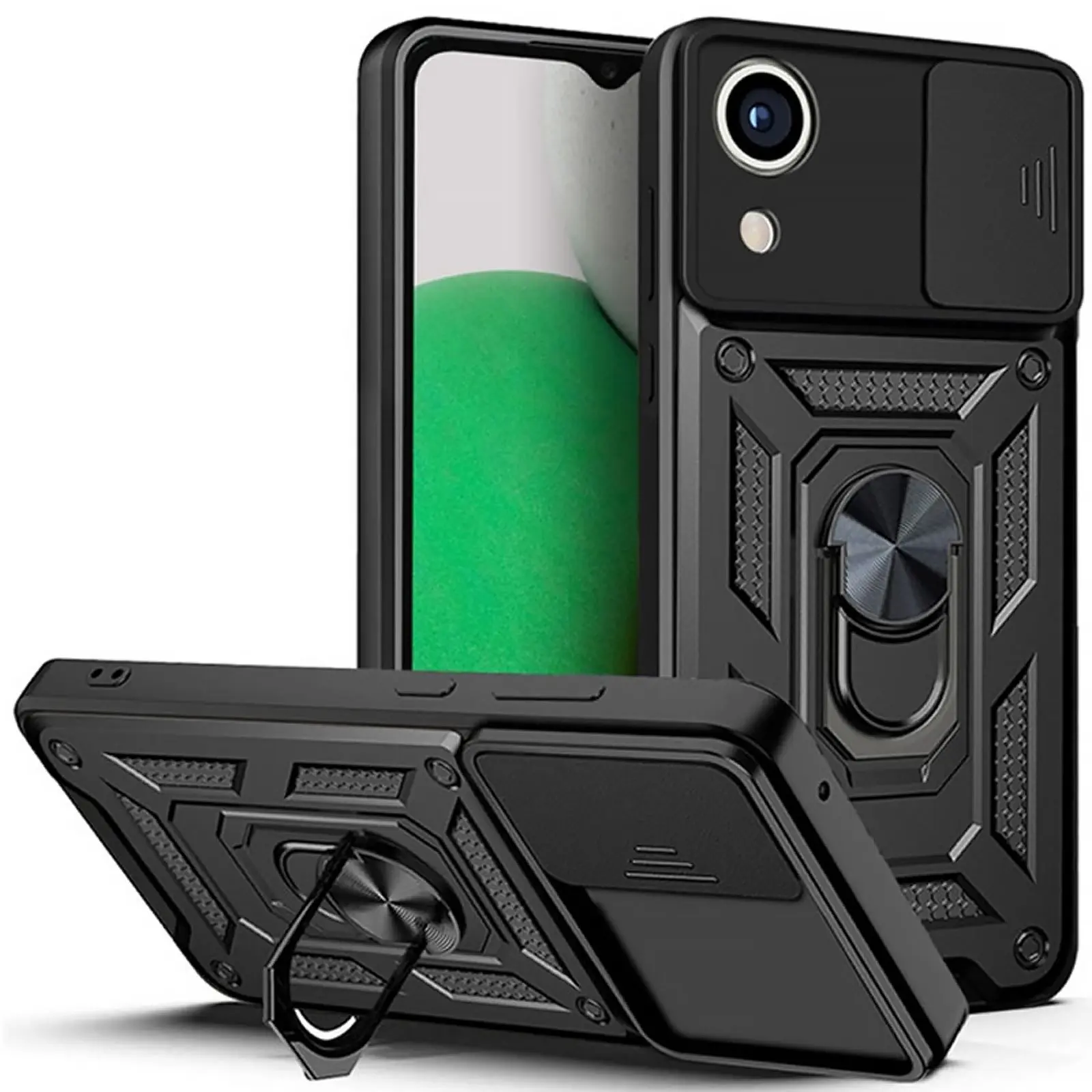 Чохол Ummi Camshield Serge Ring для Samsung Galaxy A03 Core, Чорний, TPU+PC, купити оптом з доставкою