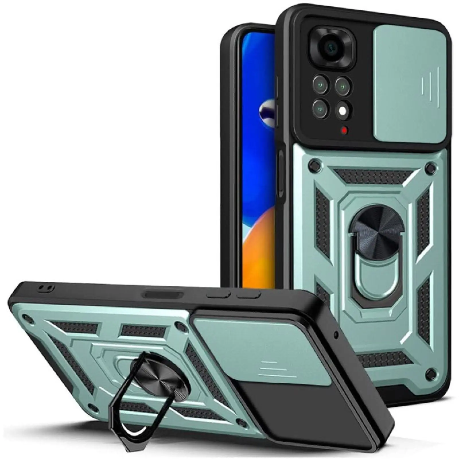 Чохол Ummi Camshield Serge Ring для Xiaomi Redmi Note 11 (Global) / Note 11S, Зелений / Green, TPU+PC, купити оптом з доставкою