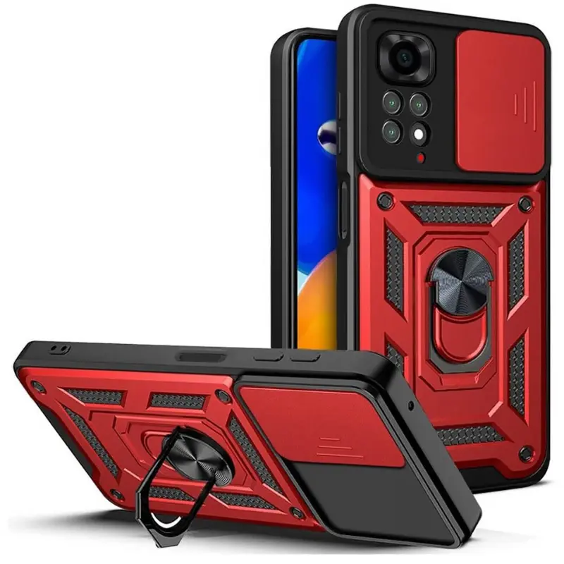 Чохол Ummi Camshield Serge Ring для Xiaomi Redmi Note 11 (Global) / Note 11S, Червоний / Red, TPU+PC, купити оптом з доставкою