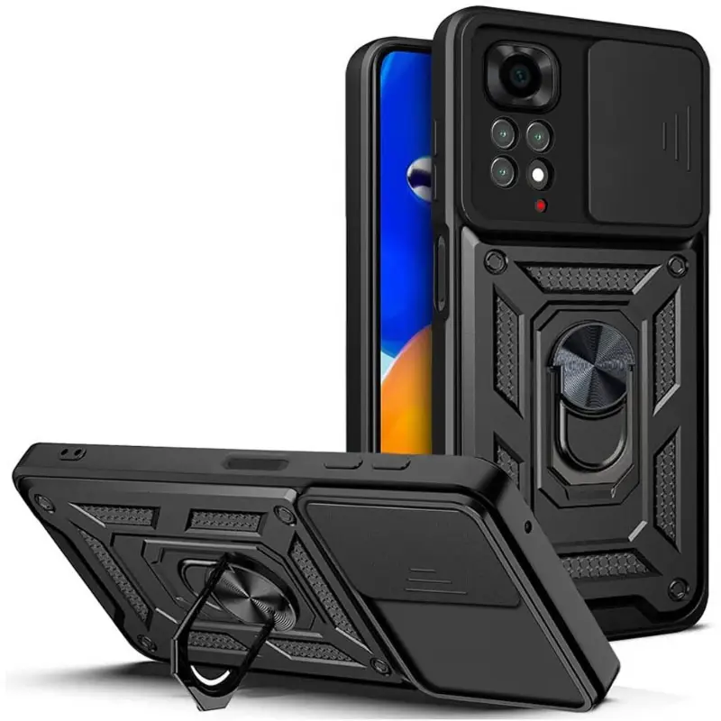 Чохол Ummi Camshield Serge Ring для Xiaomi Redmi Note 11 (Global) / Note 11S, Чорний / Black, TPU+PC, купити оптом з доставкою