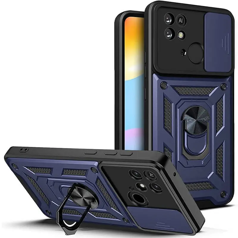 Чехол Ummi Camshield Serge Ring для Xiaomi Redmi 10C, Синий / Navy, TPU+PC, купить оптом с доставкой