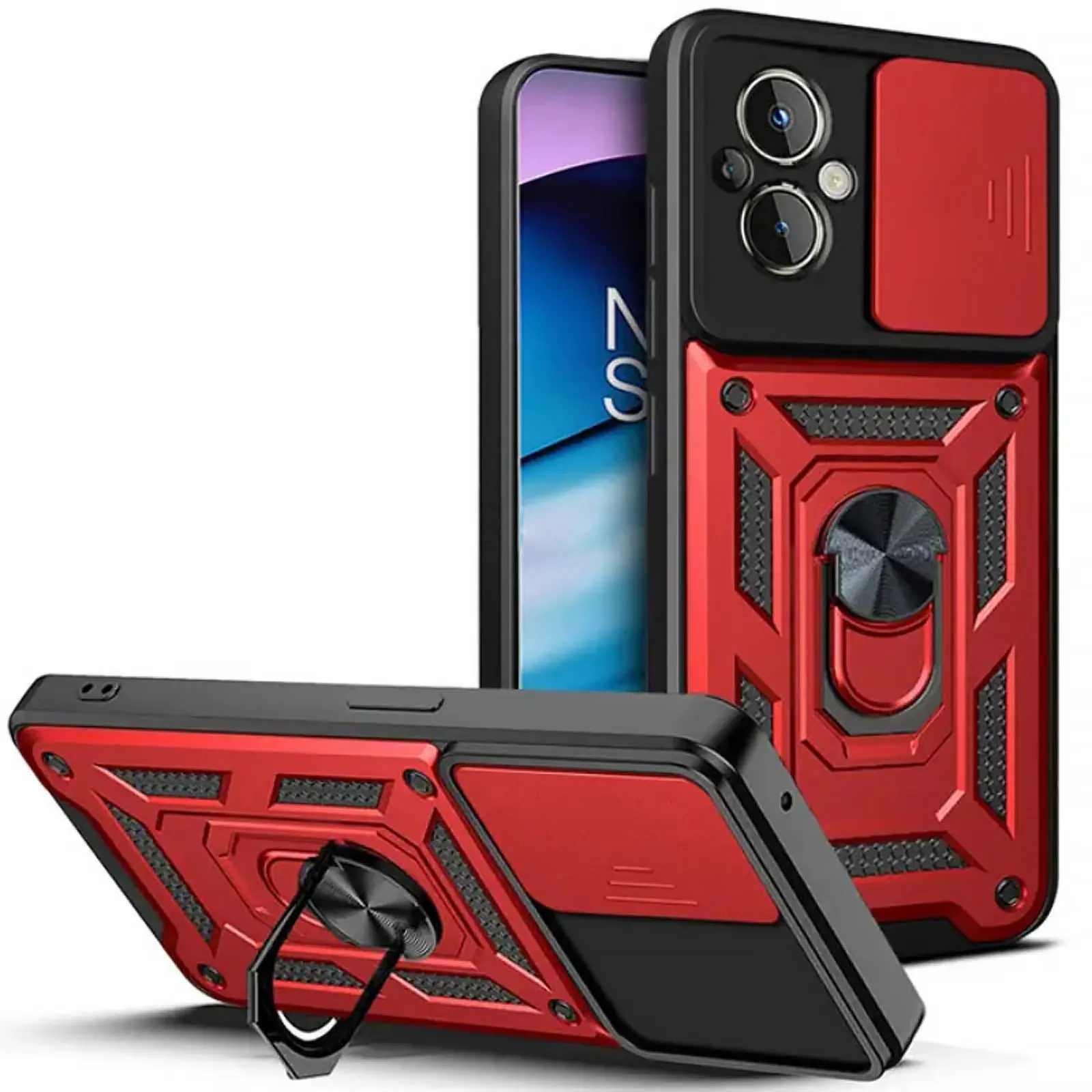 Чехол Ummi Camshield Serge Ring для Xiaomi Poco M5, Красный / Red, TPU+PC, купить оптом с доставкой