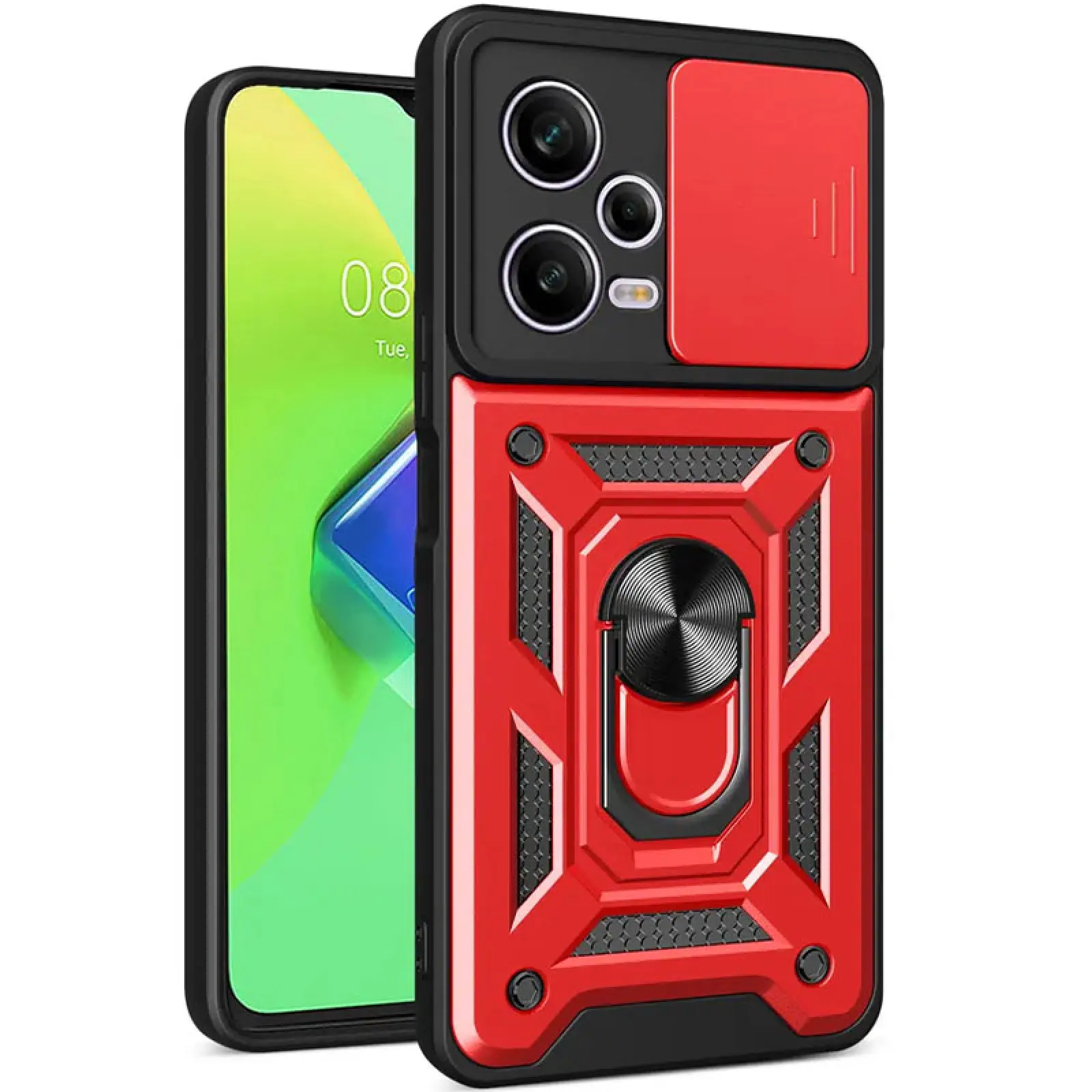 Чохол Ummi Camshield Serge Ring для Xiaomi Redmi Note 12 Pro+ 5G, Червоний, TPU+PC, купити оптом з доставкою