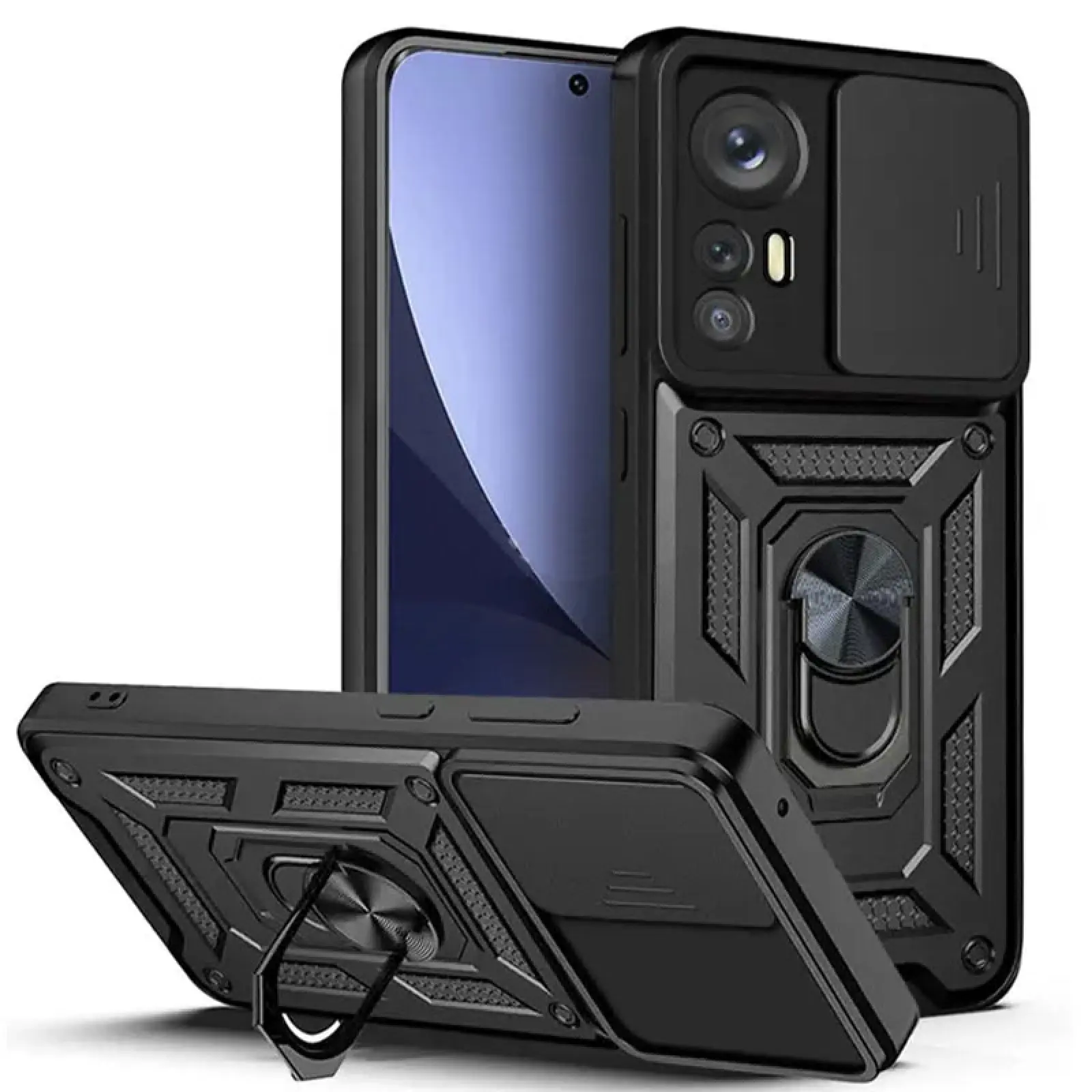 Чехол Ummi Camshield Serge Ring для Xiaomi Redmi Note 12S, Черный / Black, TPU+PC, купить оптом с доставкой