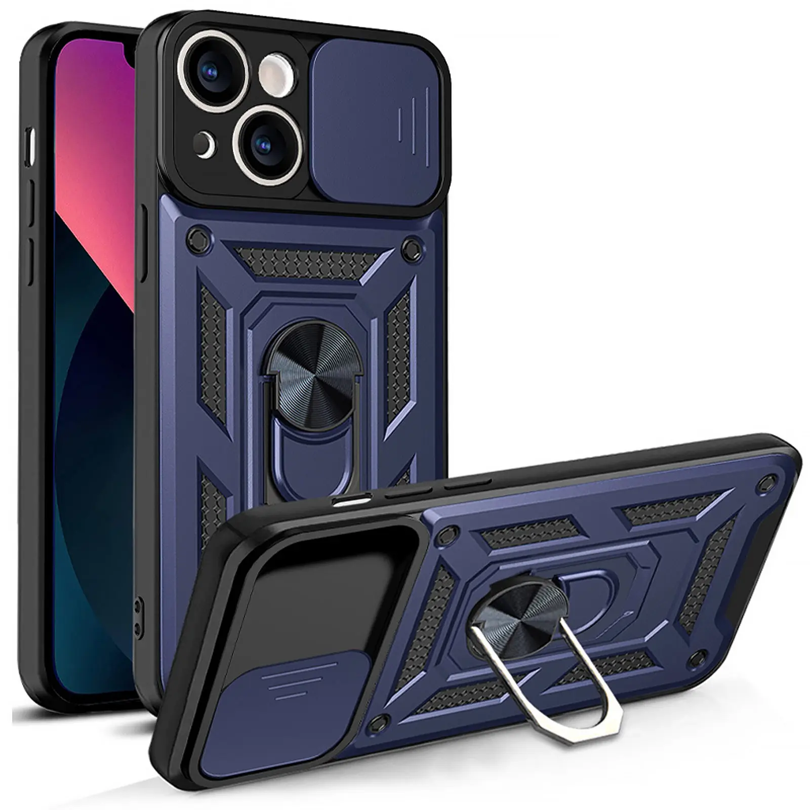 Чехол Ummi Camshield Serge Ring для Apple iPhone 15 (6.1"), Синий / Navy 1, TPU+PC, купить оптом с доставкой