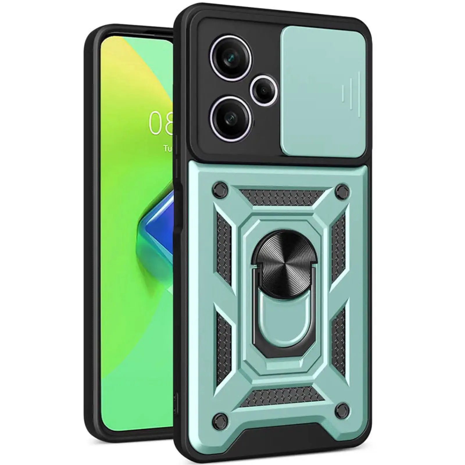 Чехол Ummi Camshield Serge Ring для Xiaomi Poco M6 Pro 5G, Зеленый / Green, TPU+PC, купить оптом с доставкой