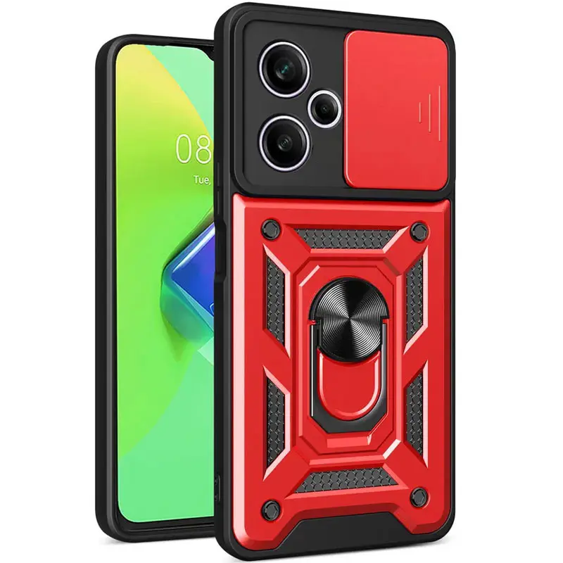 Чехол Ummi Camshield Serge Ring для Xiaomi Poco M6 Pro 5G, Красный / Red, TPU+PC, купить оптом с доставкой