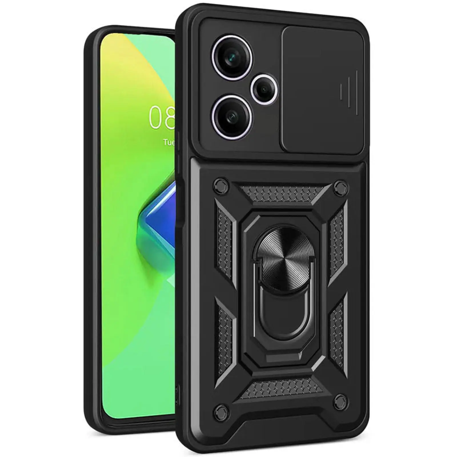 Чехол Ummi Camshield Serge Ring для Xiaomi Poco M6 Pro 5G, Черный / Black, TPU+PC, купить оптом с доставкой