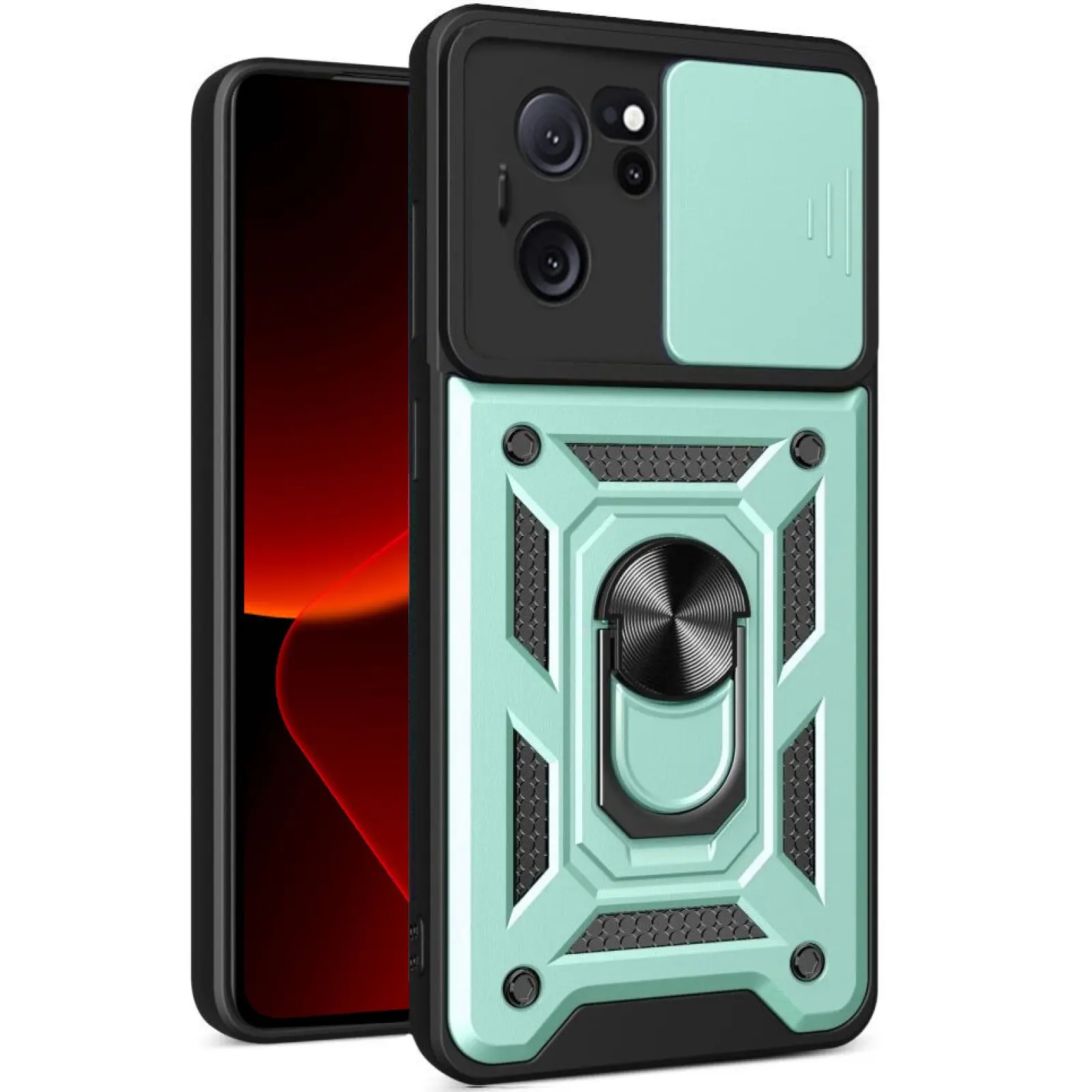 Чехол Ummi Camshield Serge Ring для Xiaomi 13T / 13T Pro, Зеленый 1, TPU+PC, купить оптом с доставкой