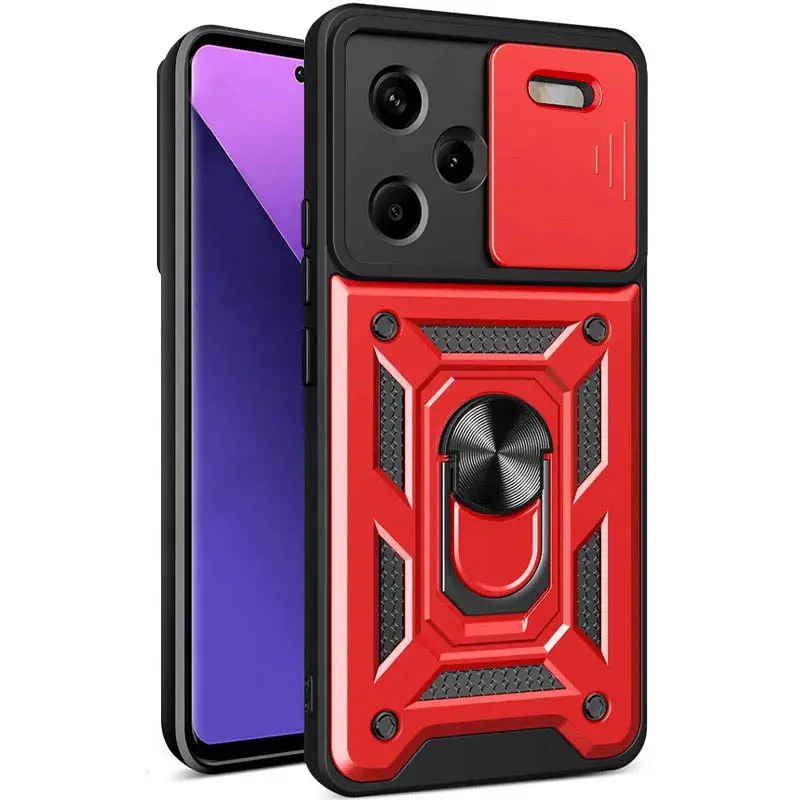 Чехол Ummi Camshield Serge Ring для Xiaomi Redmi Note 13 Pro+, Красный / Red, TPU+PC, купить оптом с доставкой