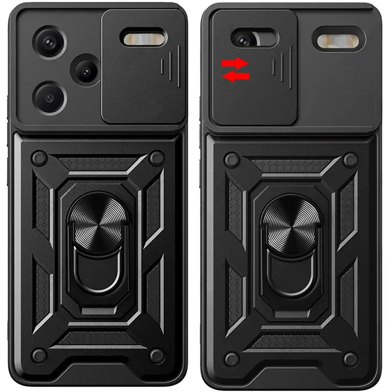Чехол Ummi Camshield Serge Ring для Xiaomi Redmi Note 13 Pro+, Черный / Black 1, TPU+PC, купить оптом с доставкой