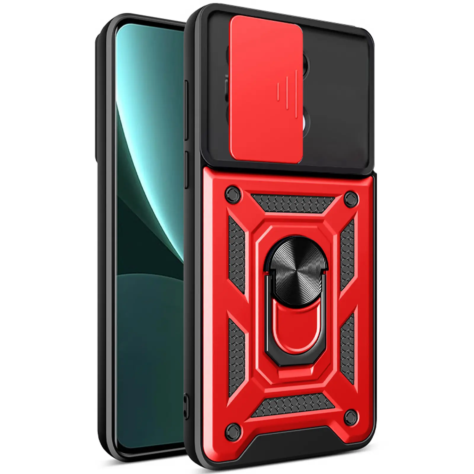 Чехол Ummi Camshield Serge Ring для Xiaomi Redmi Note 13 4G, Красный 1, TPU+PC, купить оптом с доставкой