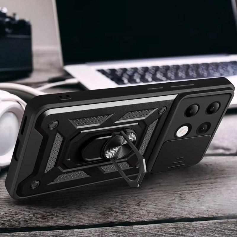 Противоударный чехол Ummi Camshield Serge Ring для Xiaomi Redmi Note 13 Pro 4G | Бронированый с кольцом-подставкой на картинке №5