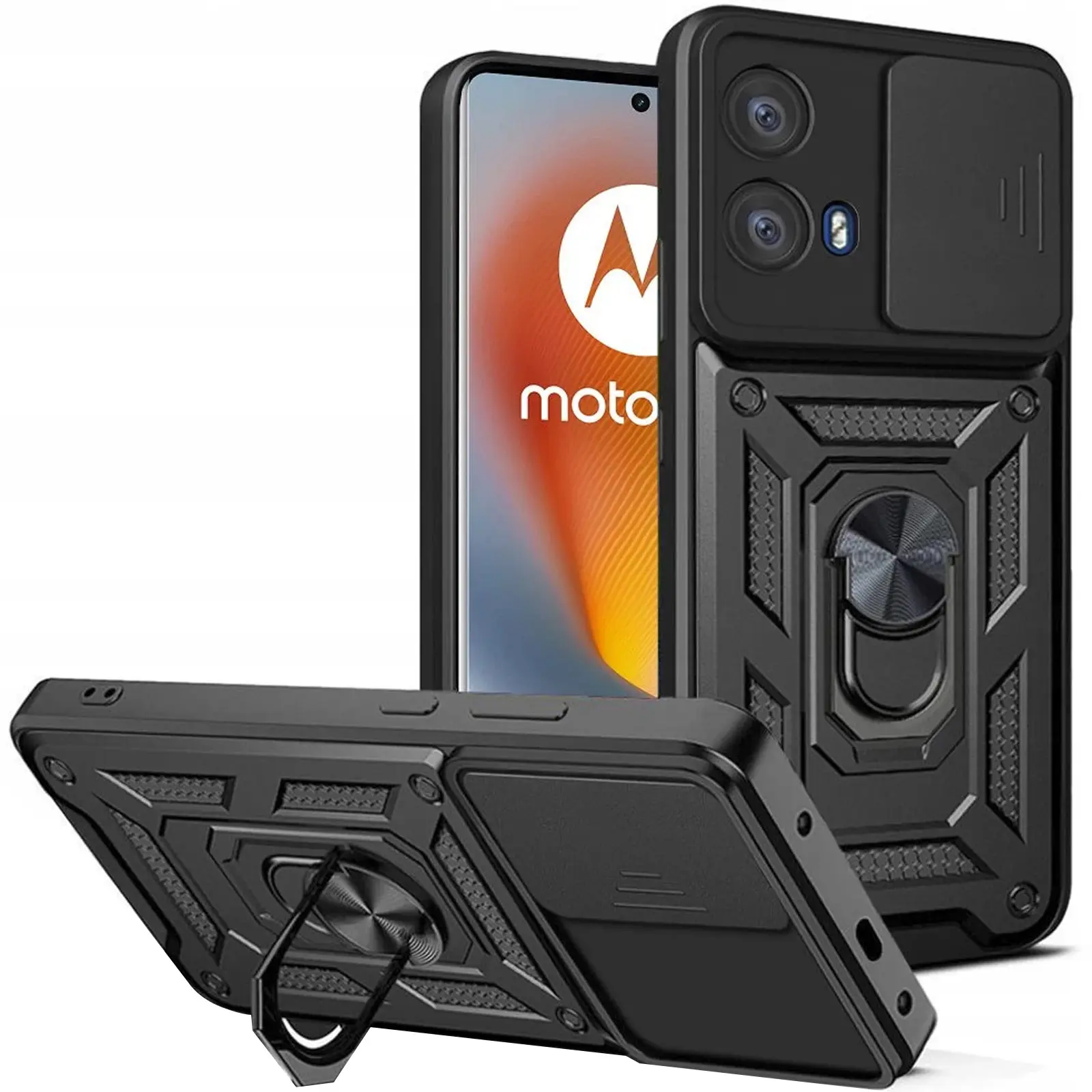 Чехол Ummi Camshield Serge Ring для Motorola Moto G24 / G04, Черный / Black, TPU+PC, купить оптом с доставкой