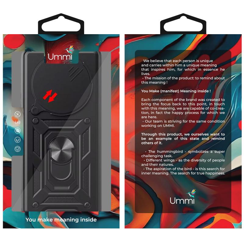 Противоударный чехол Ummi Camshield Serge Ring для Xiaomi 14 Ultra | Бронированый с кольцом-подставкой на картинке №3