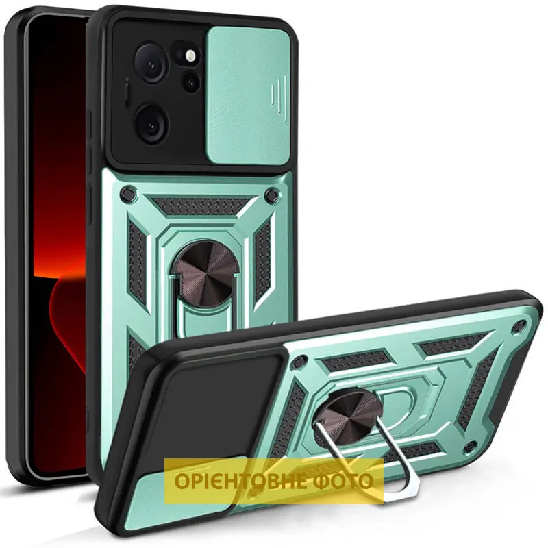 Чехол Ummi Camshield Serge Ring для Xiaomi Poco X6 / Note 13 Pro 5G, Зеленый / Green, TPU+PC, купить оптом с доставкой