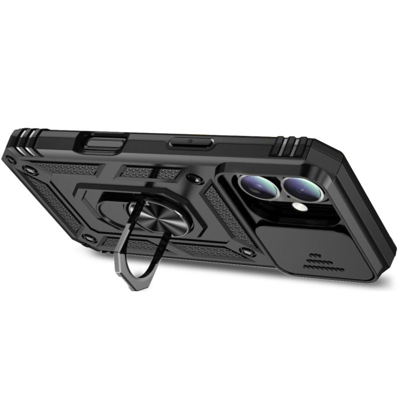 Противоударный чехол Ummi Camshield Serge Ring для Apple iPhone 16 (6.1) | Бронированый с кольцом-подставкой на картинке №3